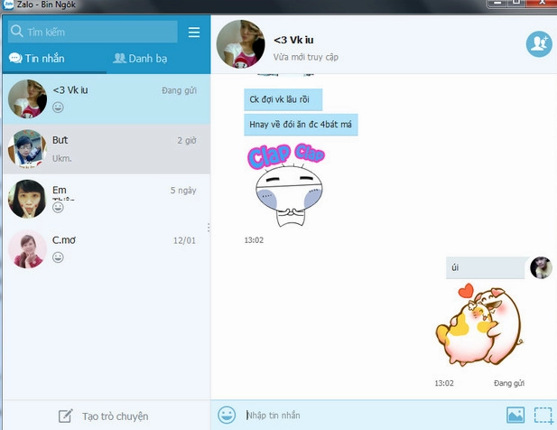 Giao diện Zalo cho Windows