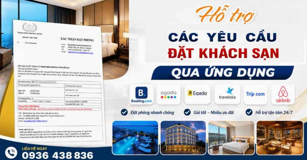 Hỗ trợ đặt khách sạn qua ứng dụng Agoda