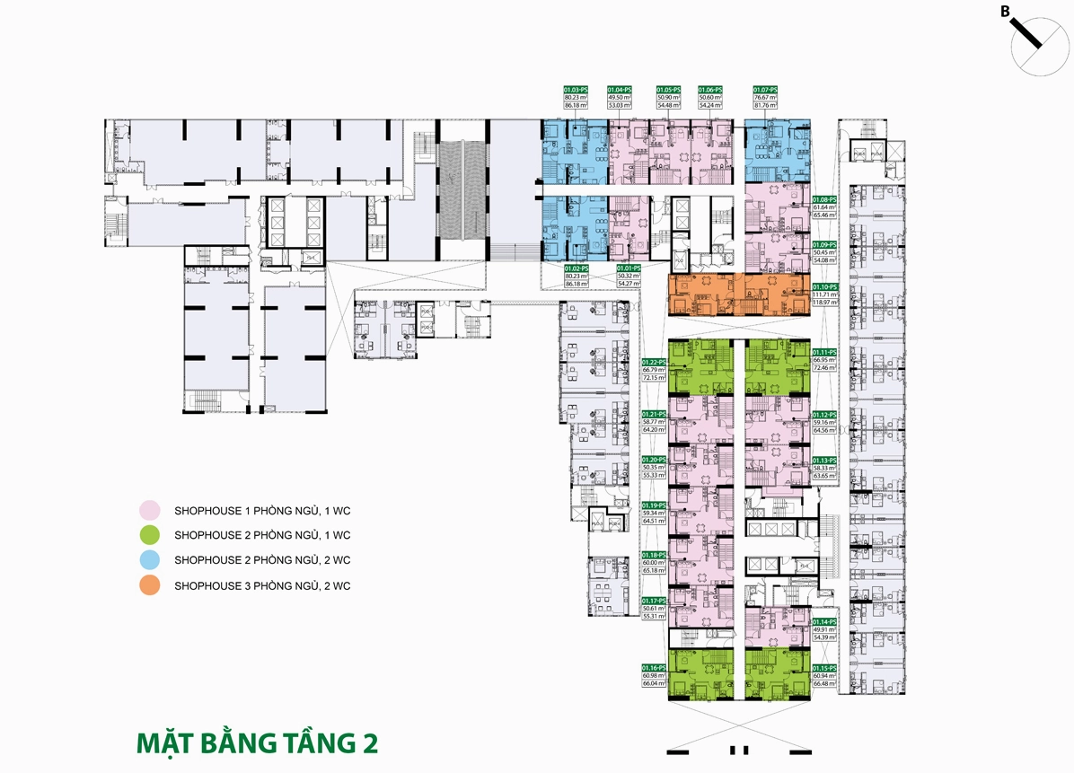 Mặt bằng tầng 2 Picity Sky Park - Minh họa thiết kế căn hộ