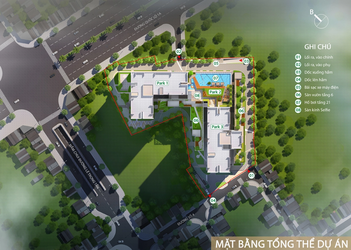Mặt bằng tổng thể Picity Sky Park Bình Dương - Minh họa quy hoạch dự án
