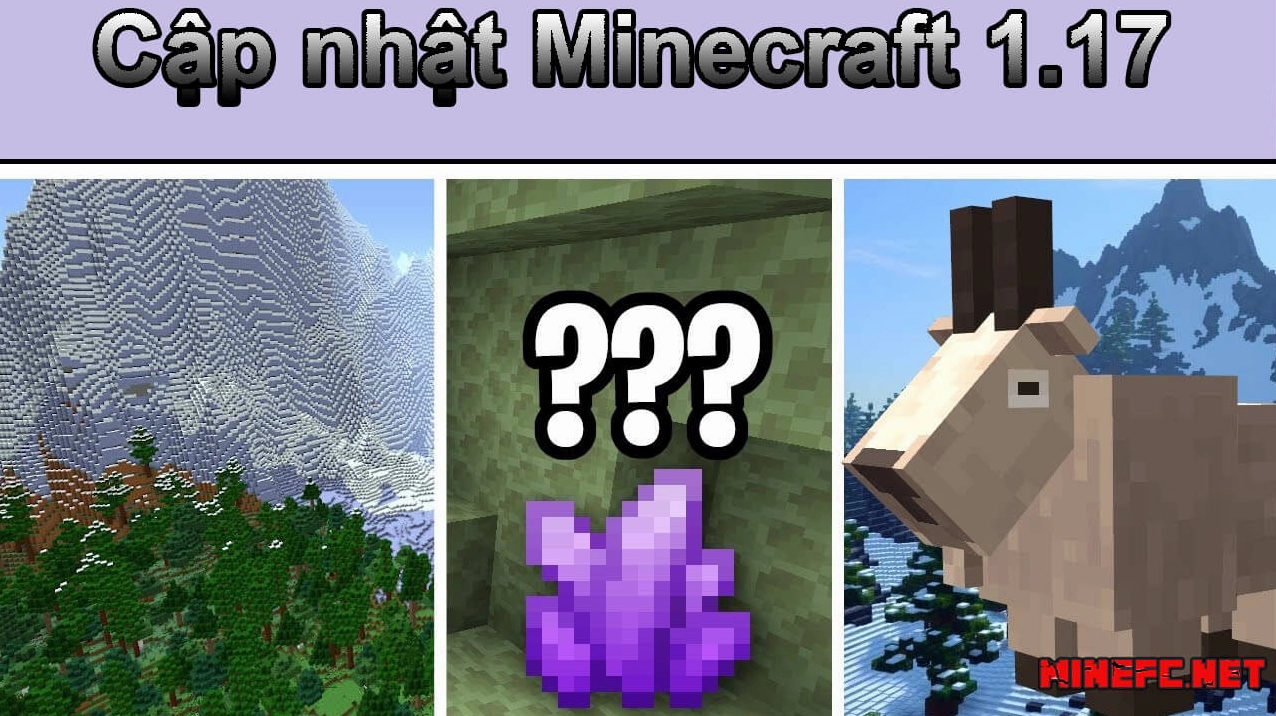 Minh họa khối quặng tím trong Minecraft
