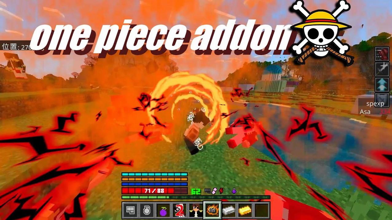Một cảnh chiến đấu trong Mod One Piece Minecraft PE