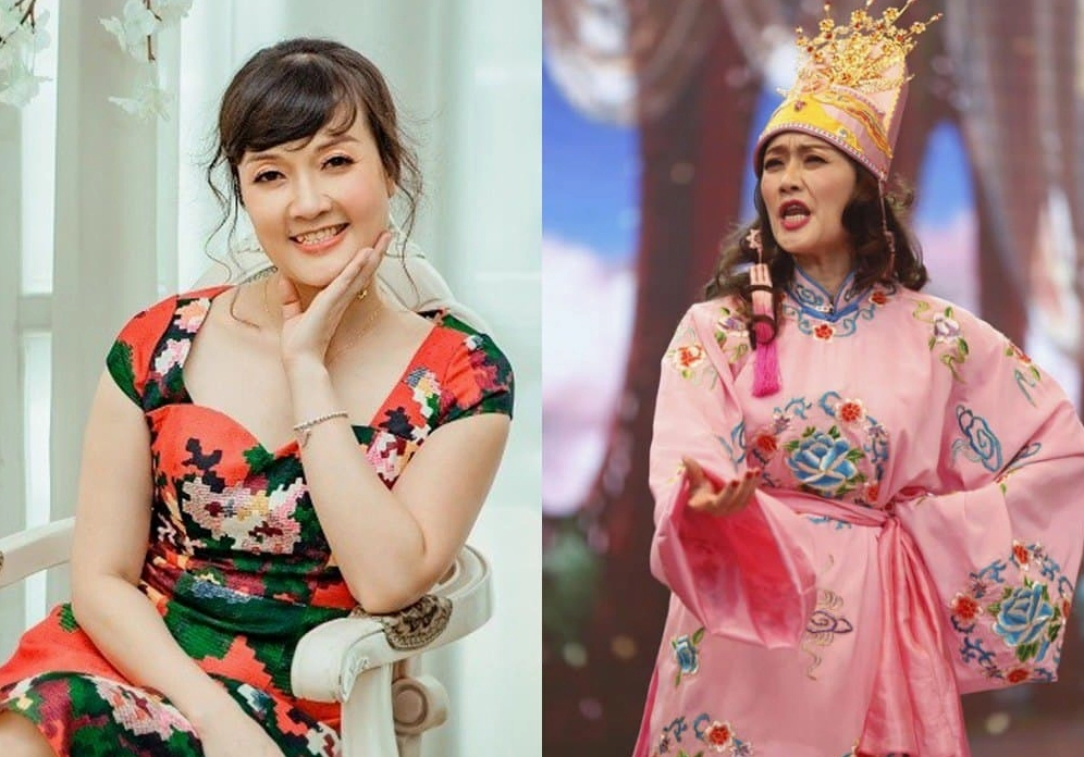 Nghệ sĩ Vân Dung và con trai trong một sự kiện.