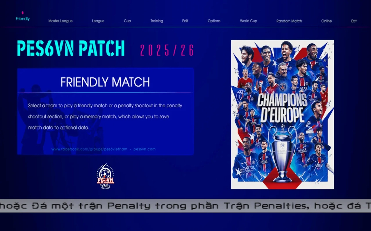 PES 6 Update Season 2025/2026 - Bản cập nhật đỉnh cao cho game huyền thoại