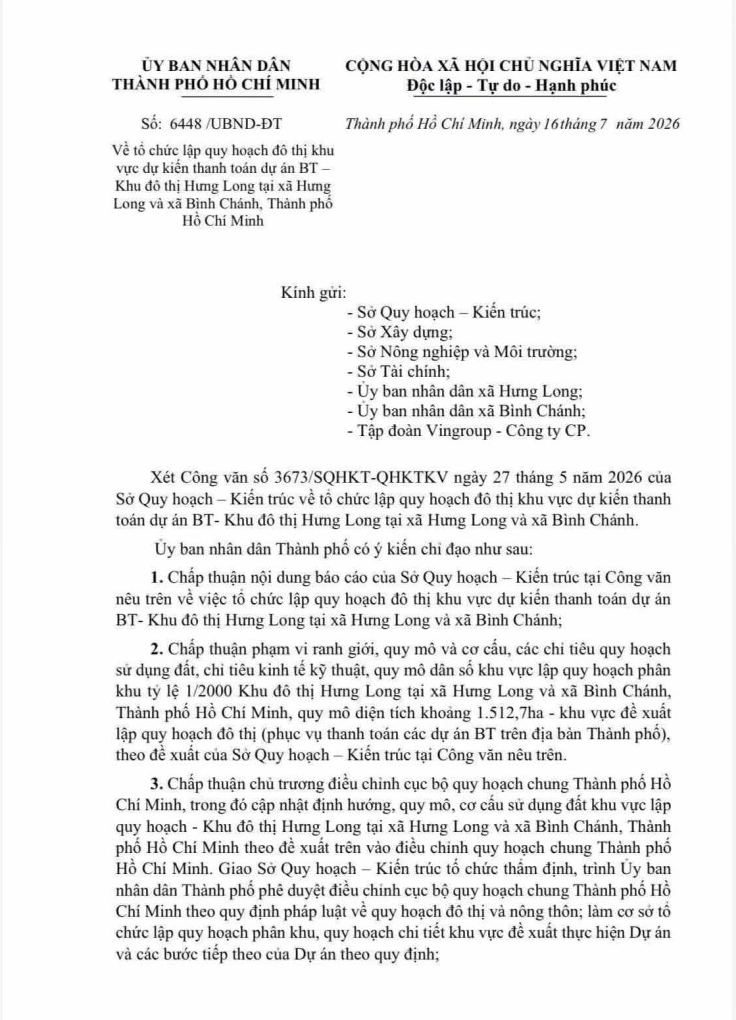 Quy hoạch chi tiết Khu đô thị Đại học Hưng Long, Bình Chánh