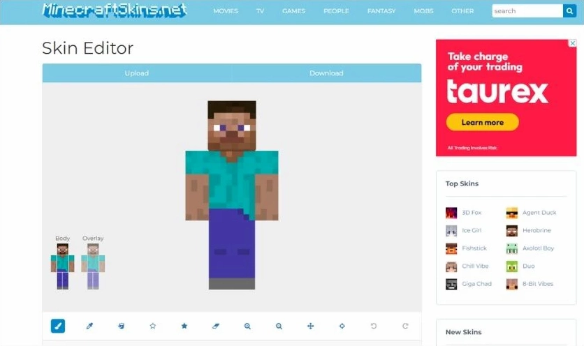 Tạo skin Minecraft thông qua ứng dụng Minecraft Skins