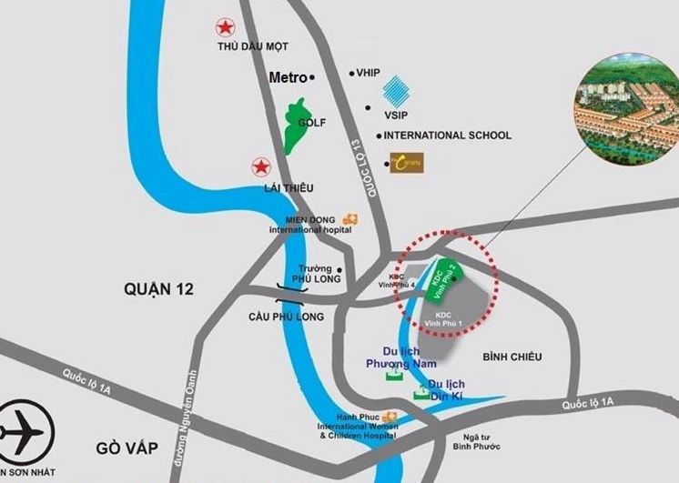 Vị trí dự án đất nền Khu dân cư Vĩnh Phú 2