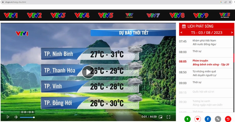 Xem ứng dụng VTV GO trên website